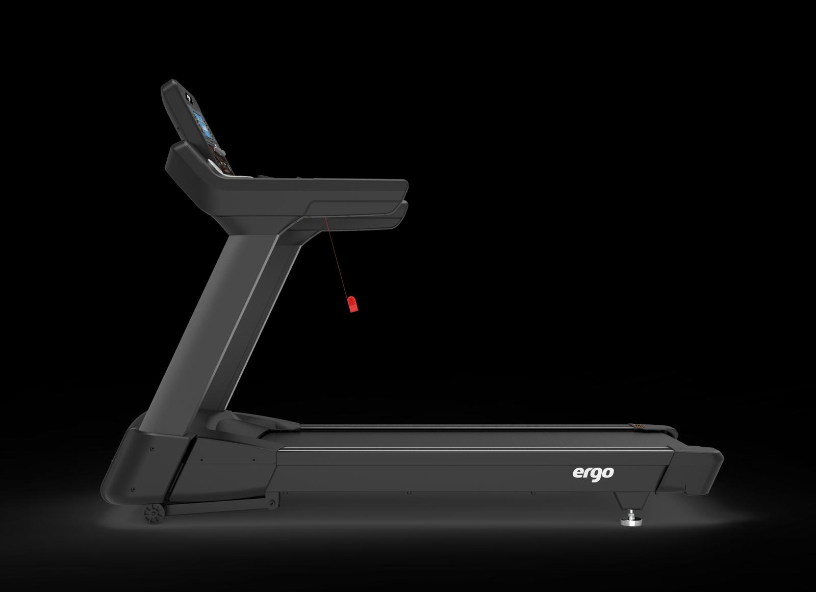 Kommersiell tredemølle med fast ramme og AC-motor for kontinuerlig bruk i næringsbygg.